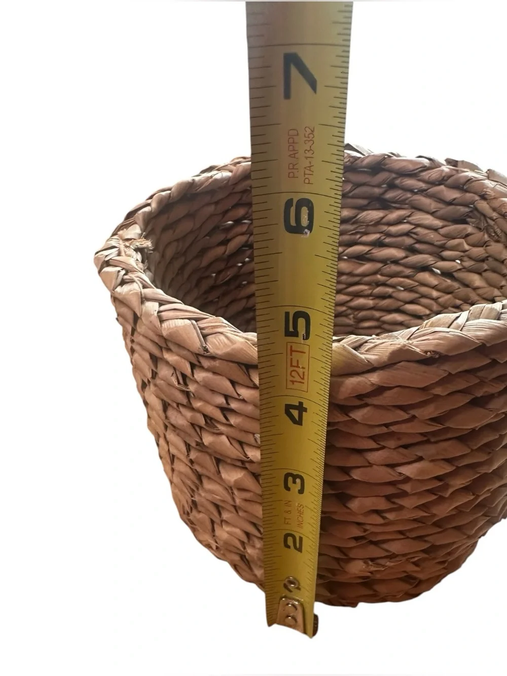 Handwoven Natural Fiber Basket 6” Round Rustic Boho Farmhouse Storage Decor